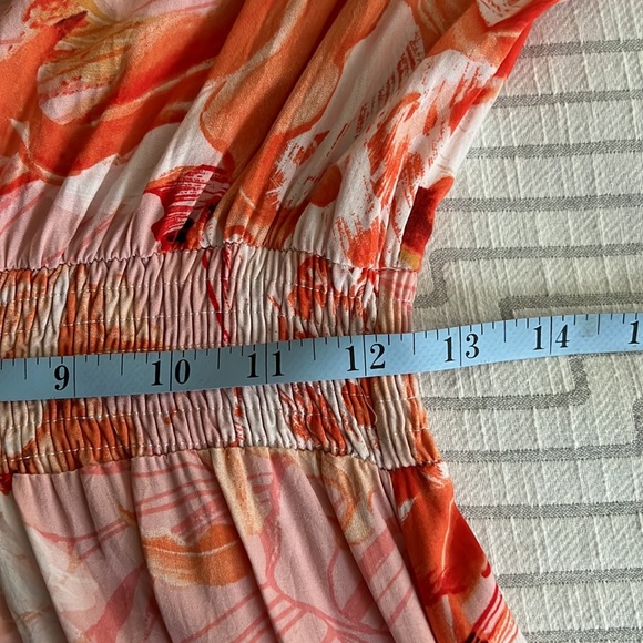 Anthropologie Abel The Label Flower Bomb Dress Flutter Sleeve orange/pink - Picture 13 of 16